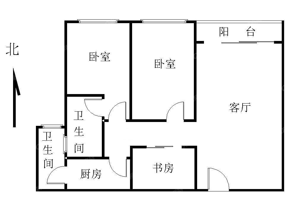建业大厦 3室1厅86m²整租
